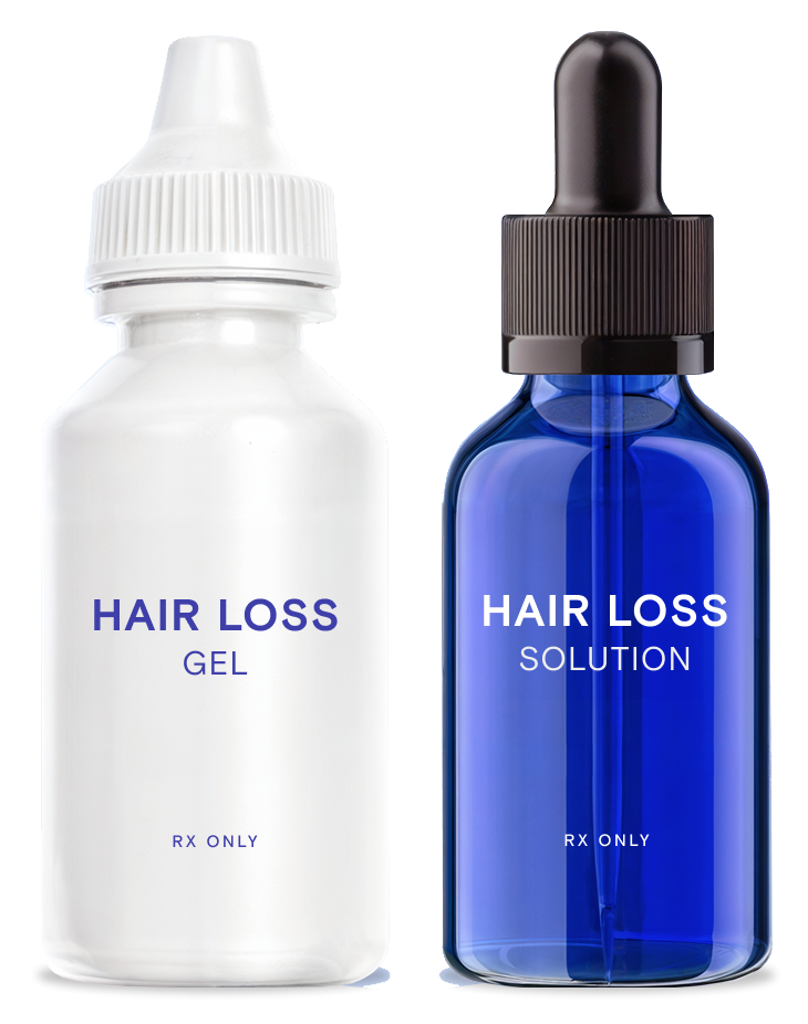 Women's hair loss treatment bottles