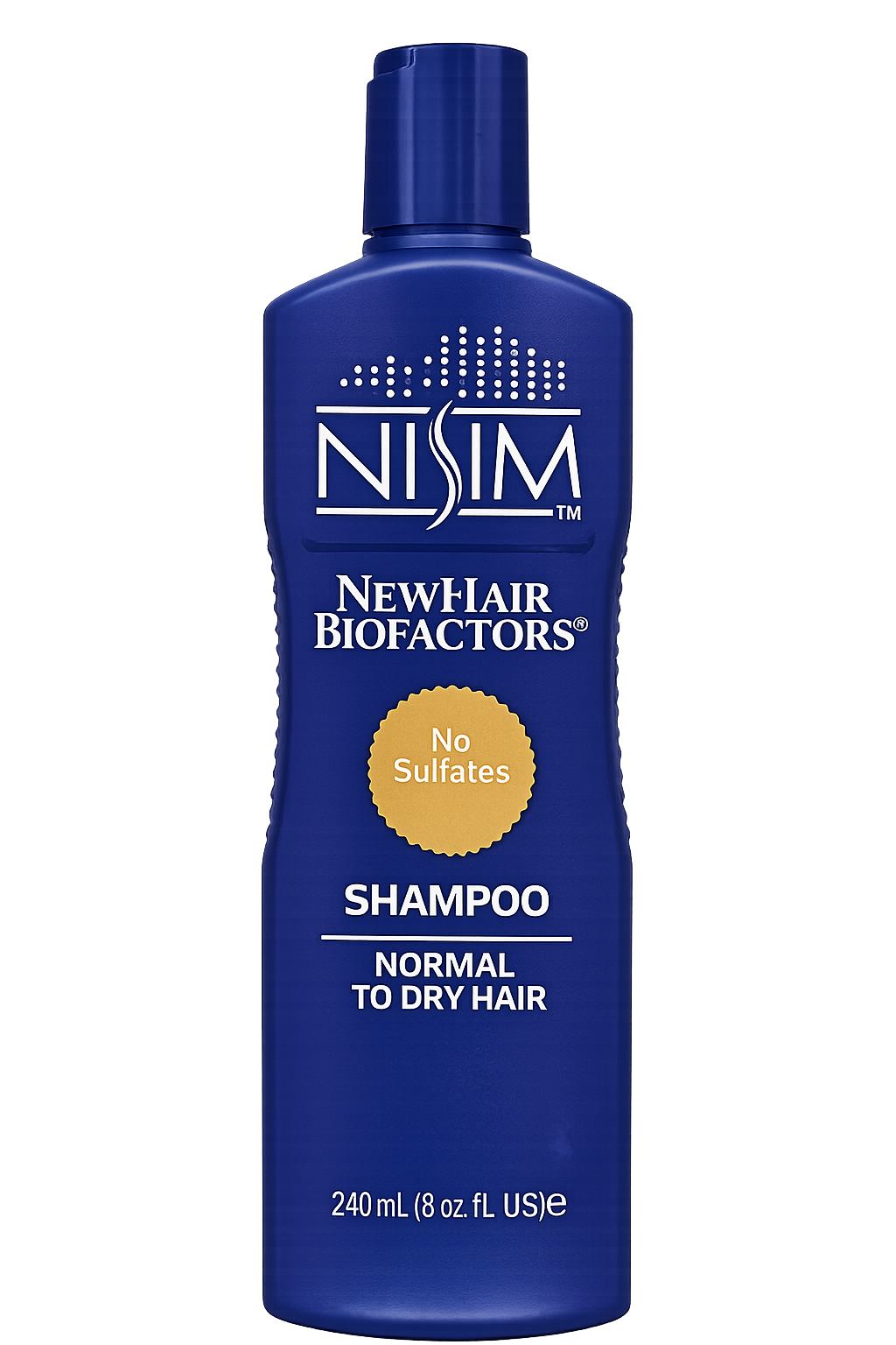 Nisim NewHair BioFactors shampoo bottle